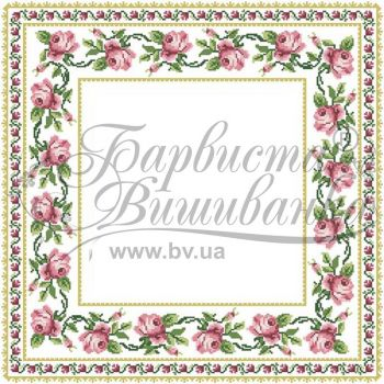 Рожеві Троянди ТР038. Заготовка новорічної скатертини