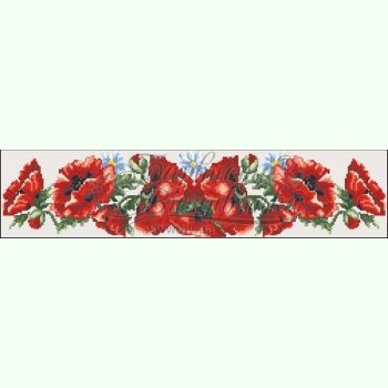 Маки червоні СЖ041лМ. Лляна бежева жіноча спідниця