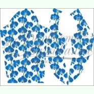 Сині орхідеї БЖ183кБ. Заготовка до білої жіночої вишиванки на атлас-котоні