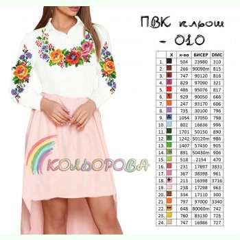 ПВК-010 кльош. Заготовка до жіночої відрізної комбінованої сукні з рукавами