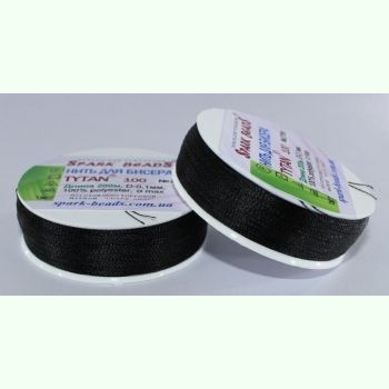 Нитка для бісеру TYTAN 100 чорна 200 м, Spark Beads 100-2799-200