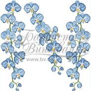 Блакитні орхідеї БЖ085дБ. Заготовка до білої домотканої жіночої вишиванки