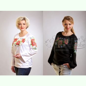 Маки, ромашки, волошки БЖ001. Заготовка до жіночої вишиванки