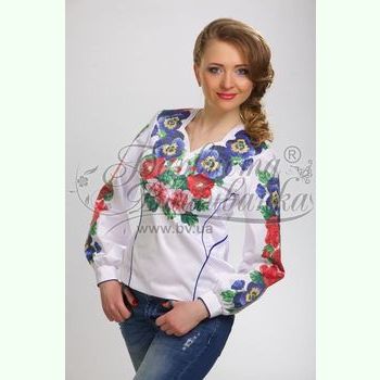 Троянди, братки, мальви БЖ056. Заготовка до жіночої вишиванки