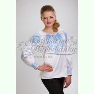 Атласна біла жіноча вишиванка БЖ-065Б