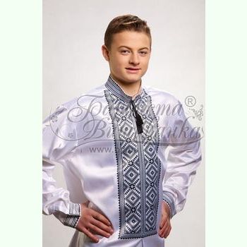 Атласна біла чоловіча вишиванка СЧ-006Б