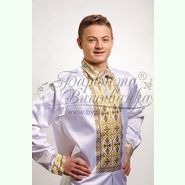 Атласна біла чоловіча вишиванка СЧ-019Б