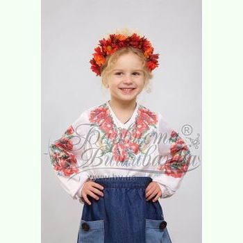 Атласна біла дитяча вишиванка БД-012Б
